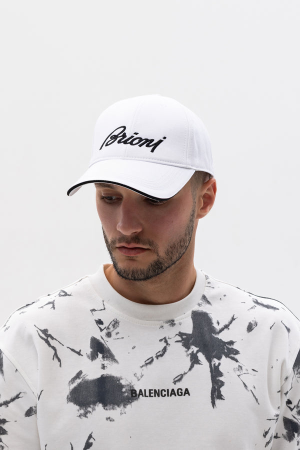 Brioni White With Black Logo - Cap