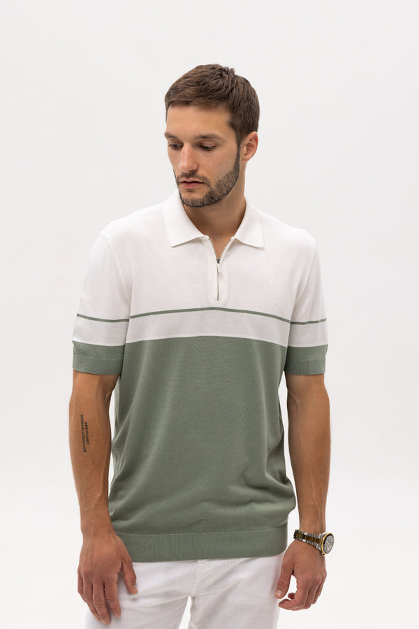 Vaganza White And Green Polo Shirt